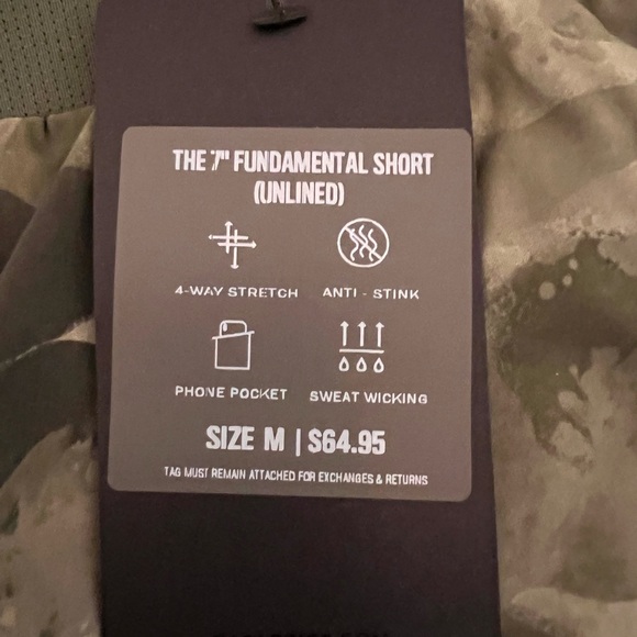 Fabletics Mens Medium 7” Fundamental Shorts Camo Brand New Unlined - Picture 3 of 3